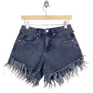 Blank NYC Black Cut Off Frayed High Waisted Shorts Sz 26